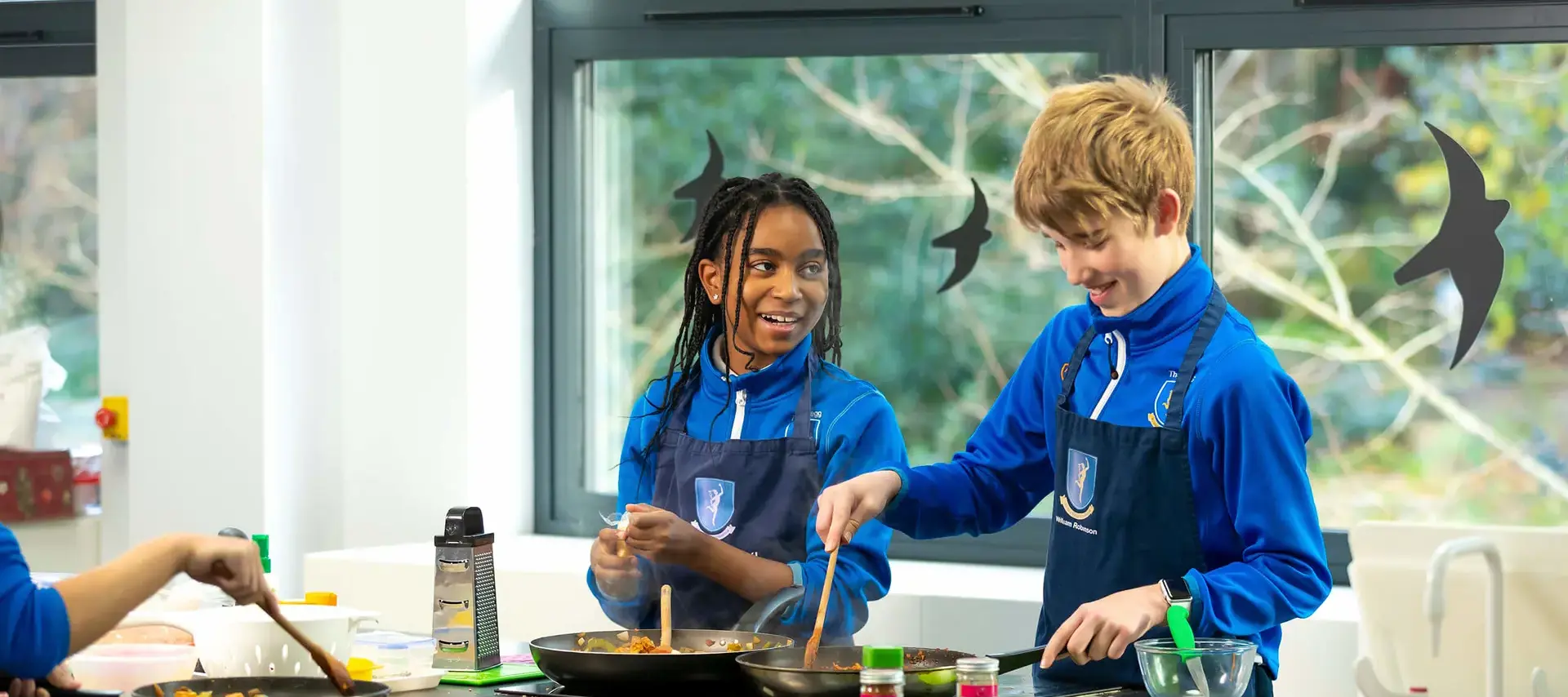 Pupils preparing food at The Gregg School