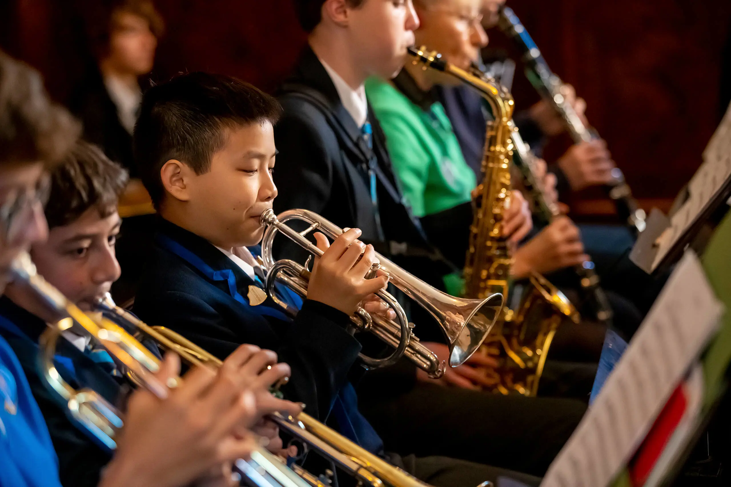 Pupils playing instruments at The Gregg School